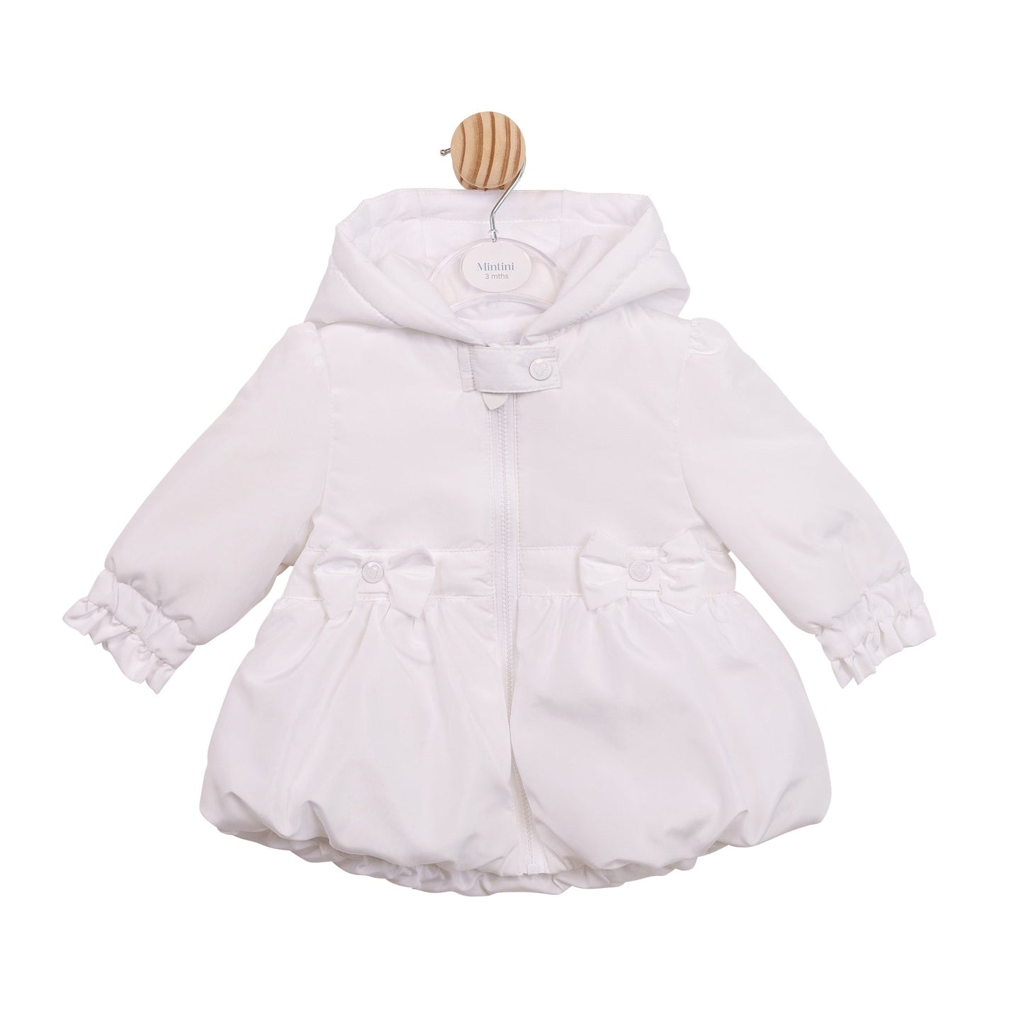 White Bubble Hem Coat
