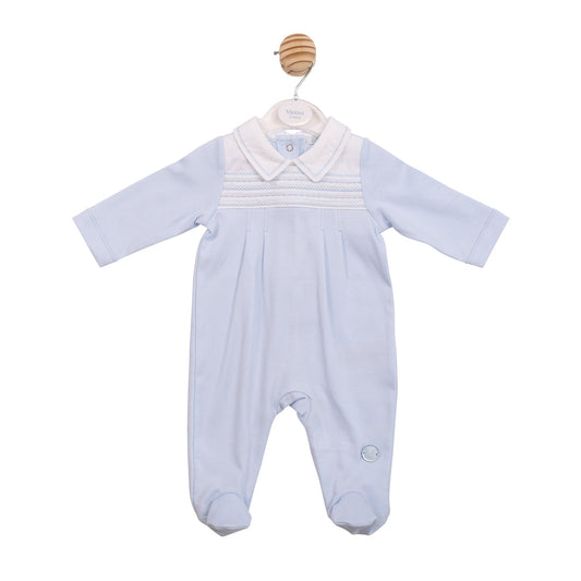 Blue Smocked Babygrow