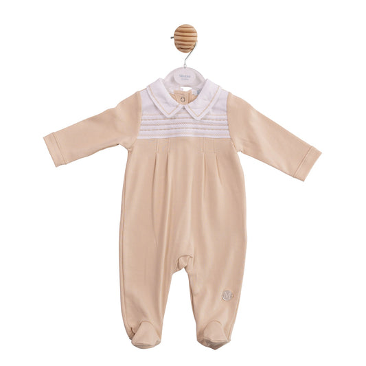 Beige Smocked Babygrow