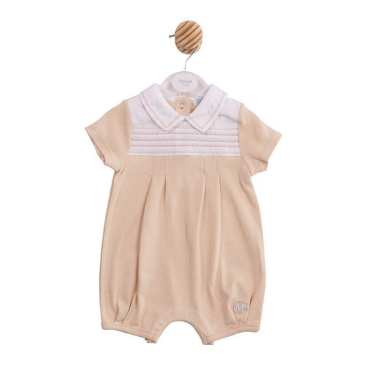 Beige Smocked Romper