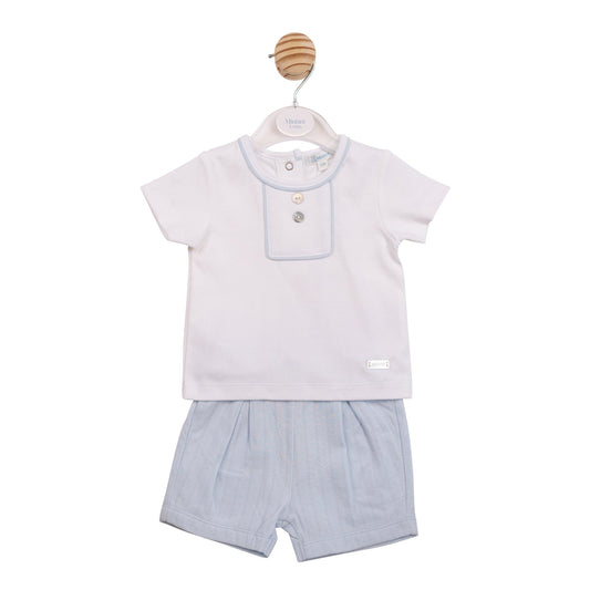 Blue Jacquard T- Shirt and Short Set