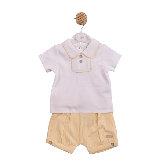 Yellow Jacquard Polo and Short Set
