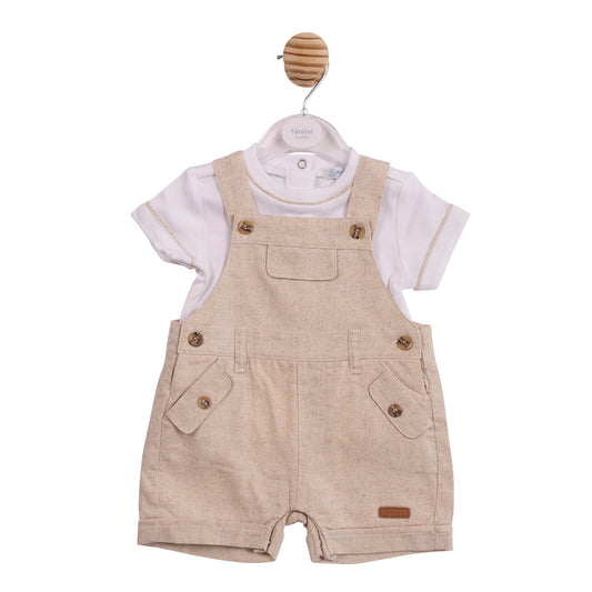Beige Linen Short Dungaree