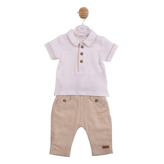 Beige Linen Polo and Trouser