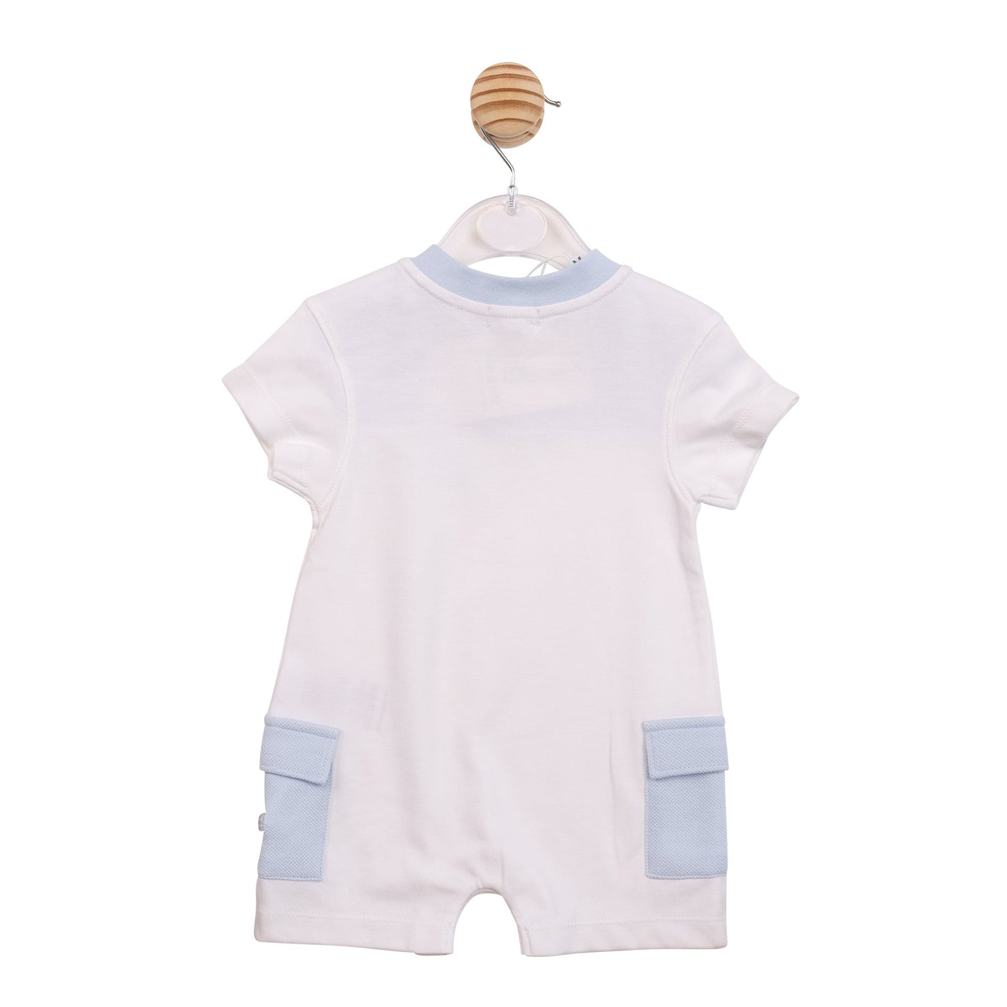 White and Blue Cargo Romper