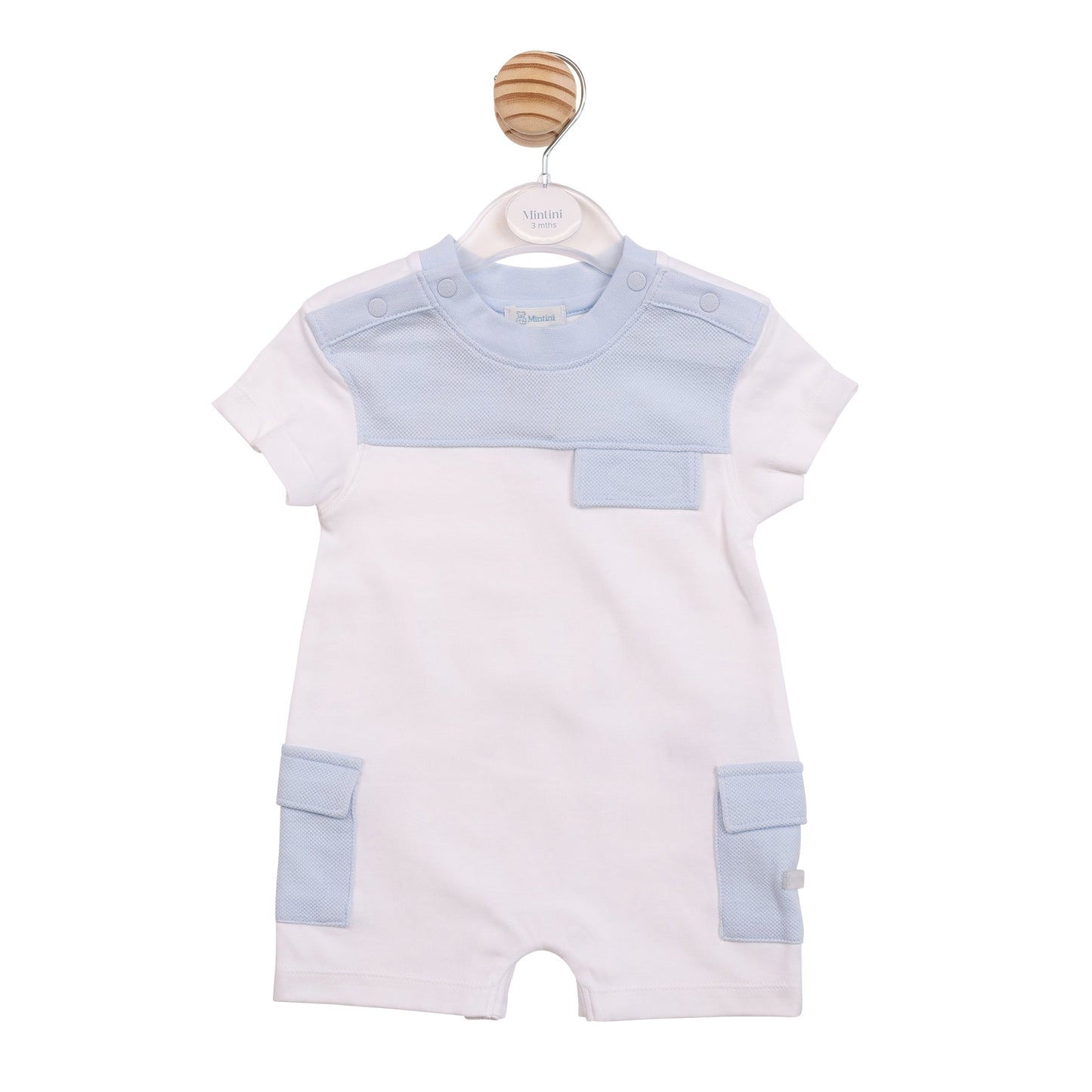 White and Blue Cargo Romper