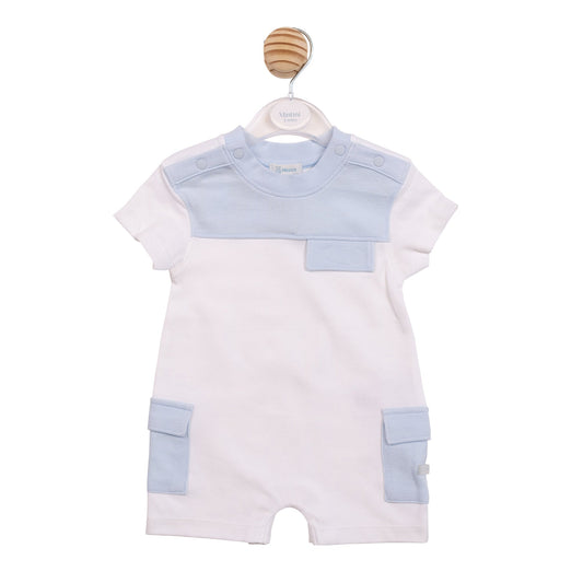 White and Blue Cargo Romper