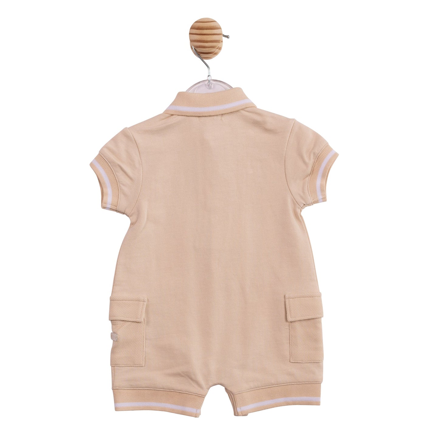 Beige Collared Cargo Romper