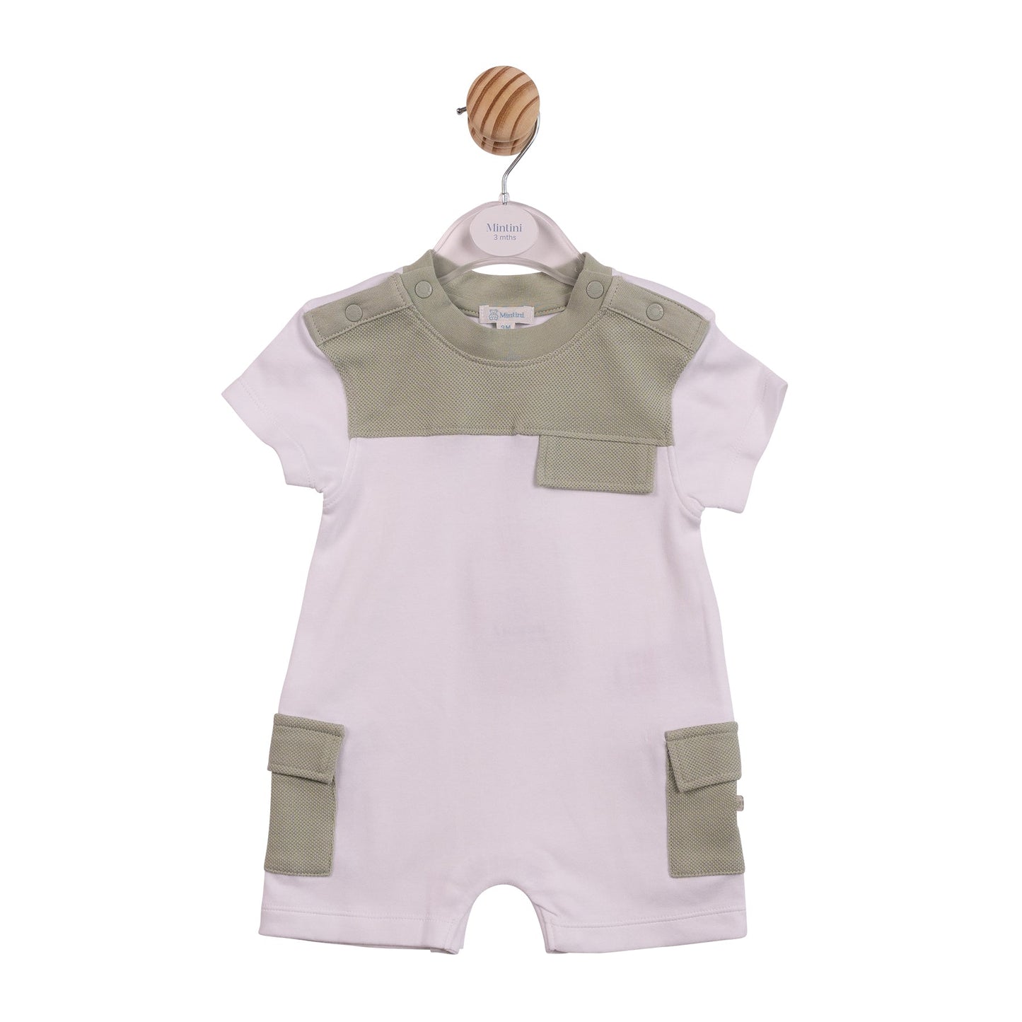 White and Sage Cargo Romper