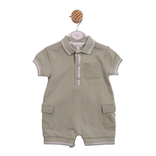 Sage Collared Cargo Romper