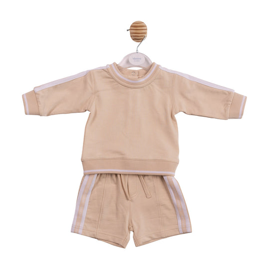 Beige Tape Sweatshirt and Short Set