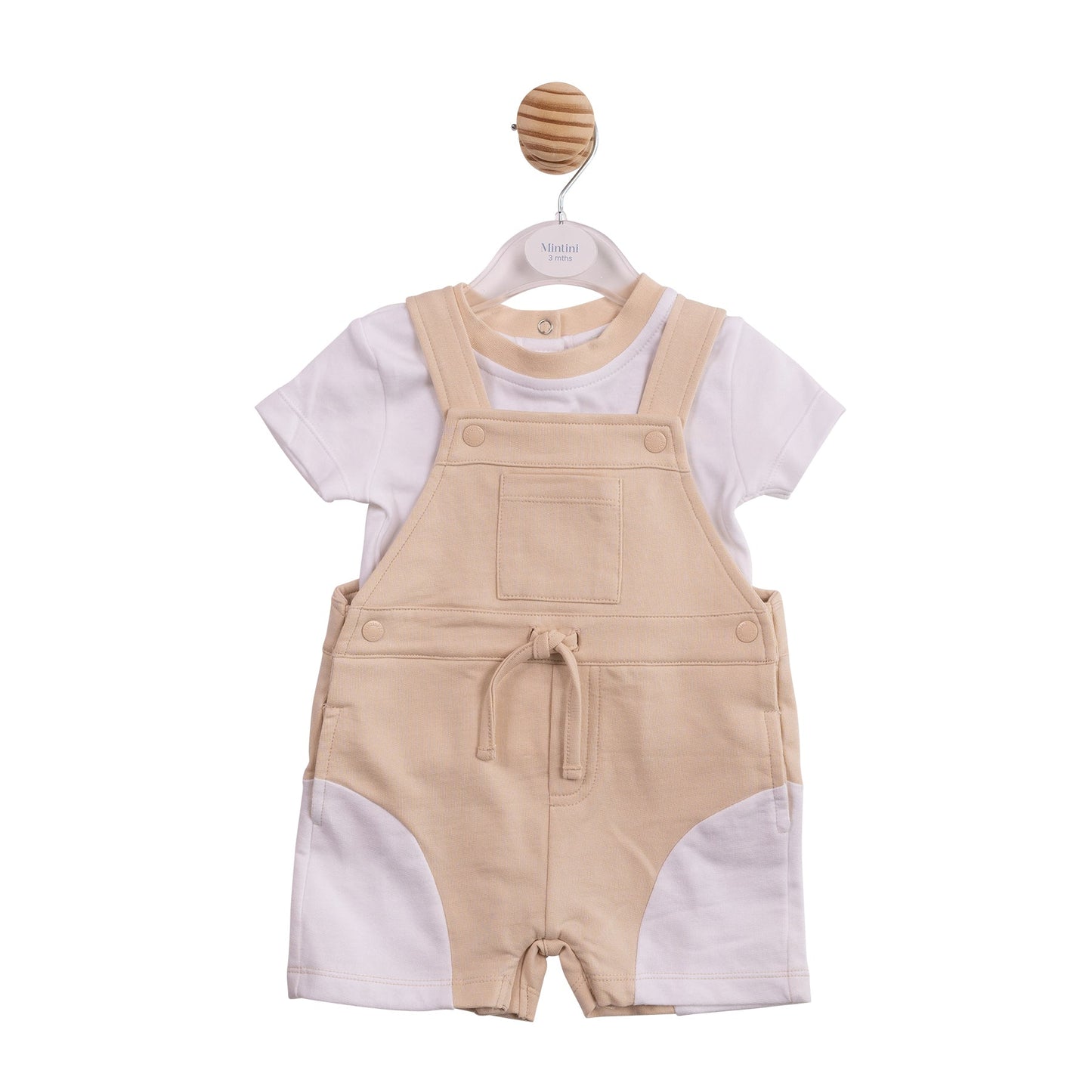 Beige Patchwork Short Dungaree