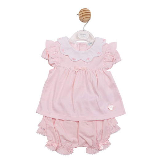 Pink Butterfly Collar Top and Bloomer