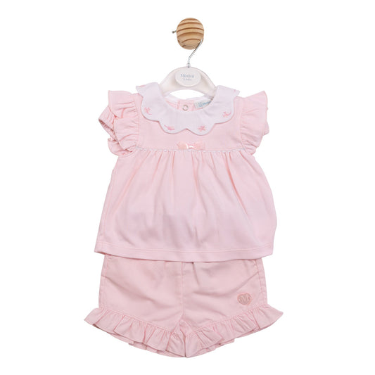 Pink Butterfly Collar Top and Short