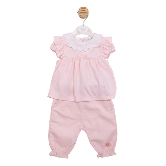 Pink Butterfly Collar Top and Trouser