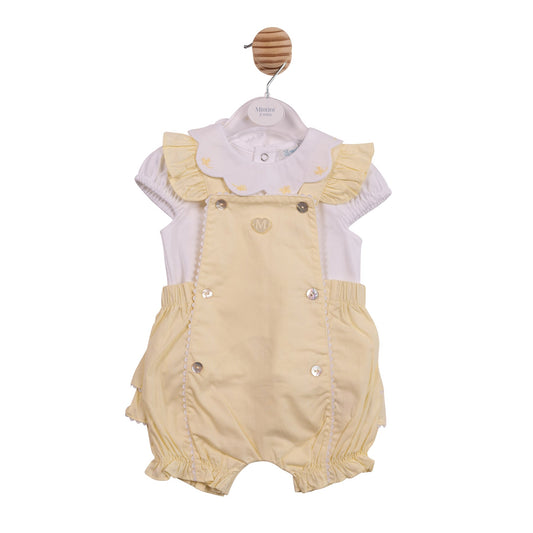 Lemon Butterfly Collar Short Dungaree