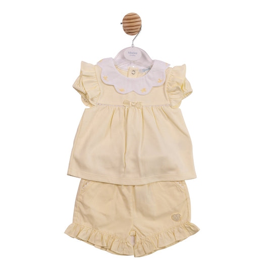 Lemon Butterfly Collar Top and Short