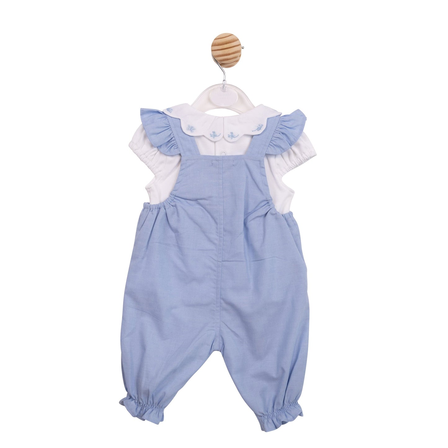 White and Blue Butterfly Collar Dungaree