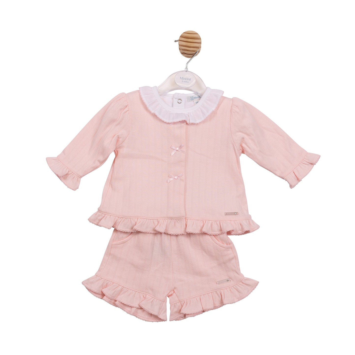 Pink Jacquard 3pc Short Set