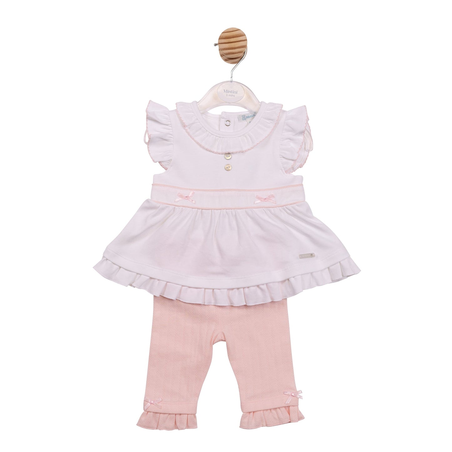 White and Pink Jaquard Legging Set