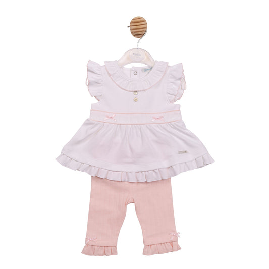 White and Pink Jaquard Legging Set