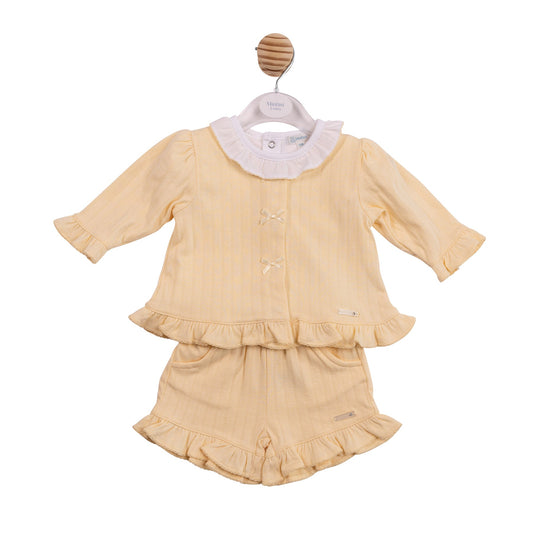 Yellow Jaquard 3pc Short Set