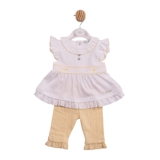 White and Yellow Jacquard Legging Set