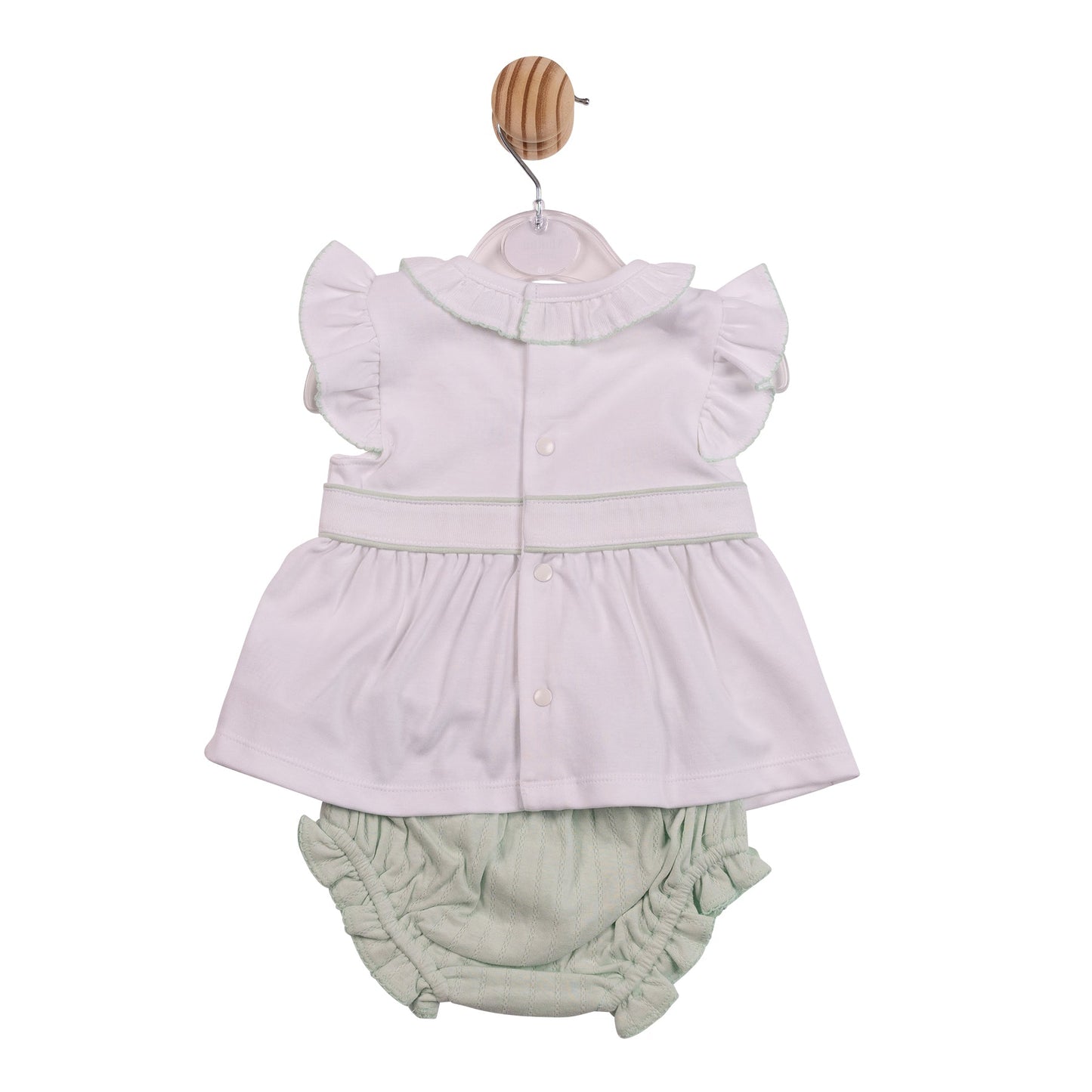 White and Sage Jacquard Top and Jam Pant