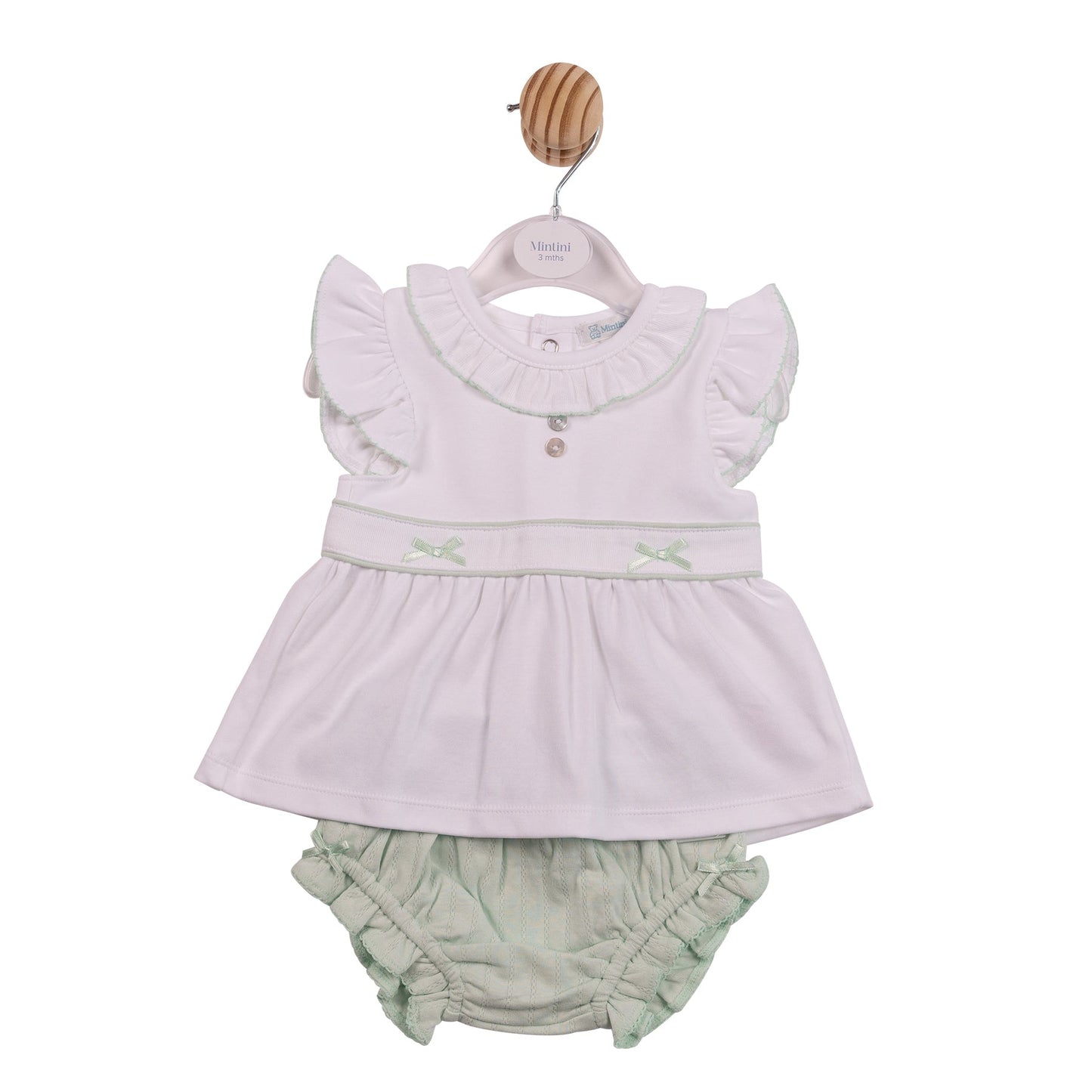 White and Sage Jacquard Top and Jam Pant