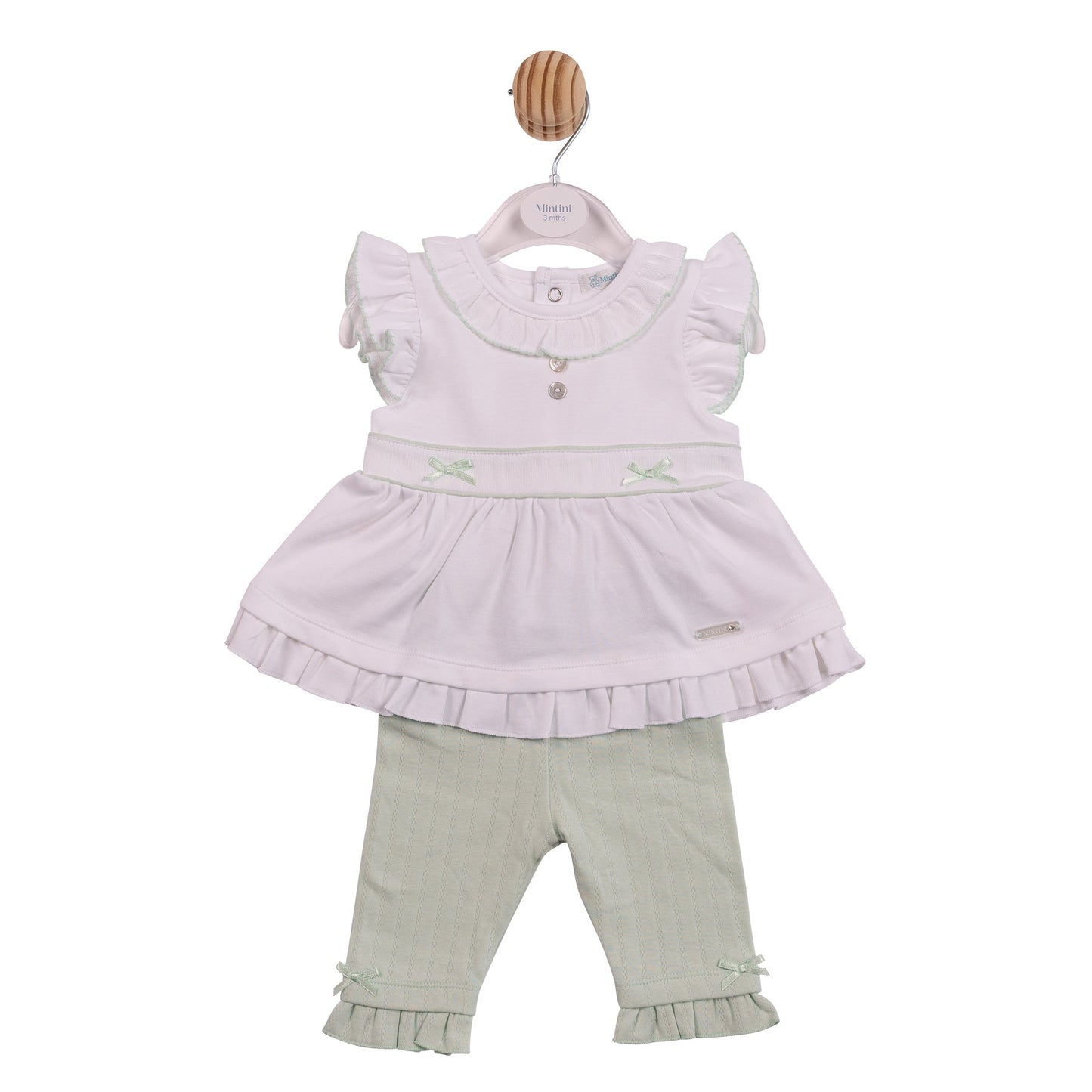 White and Sage Jacquard Legging Set