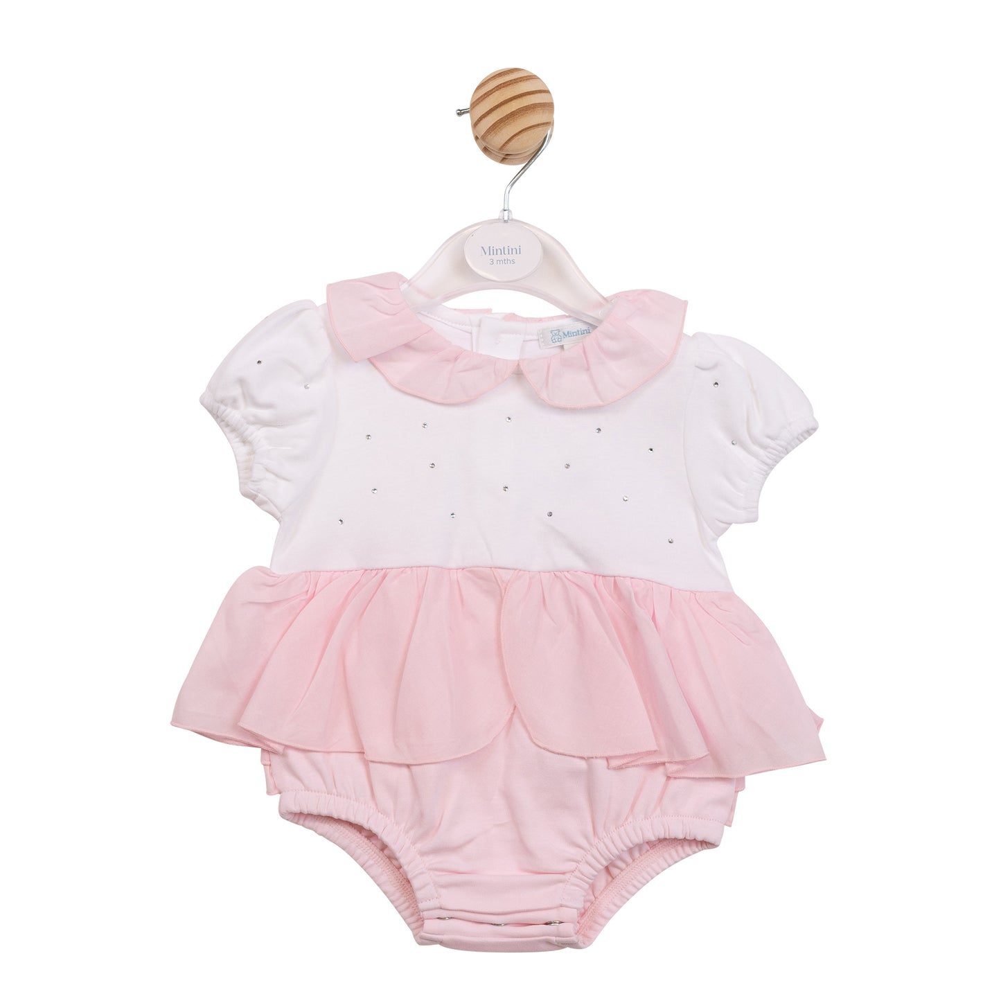 White and Pink Diamante Romper