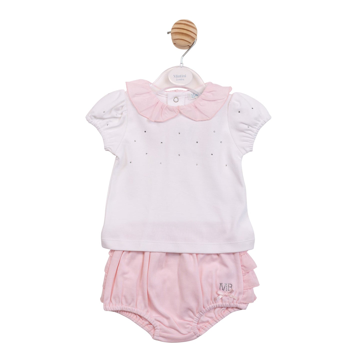 White and Pink Diamante Top and Jam Pants