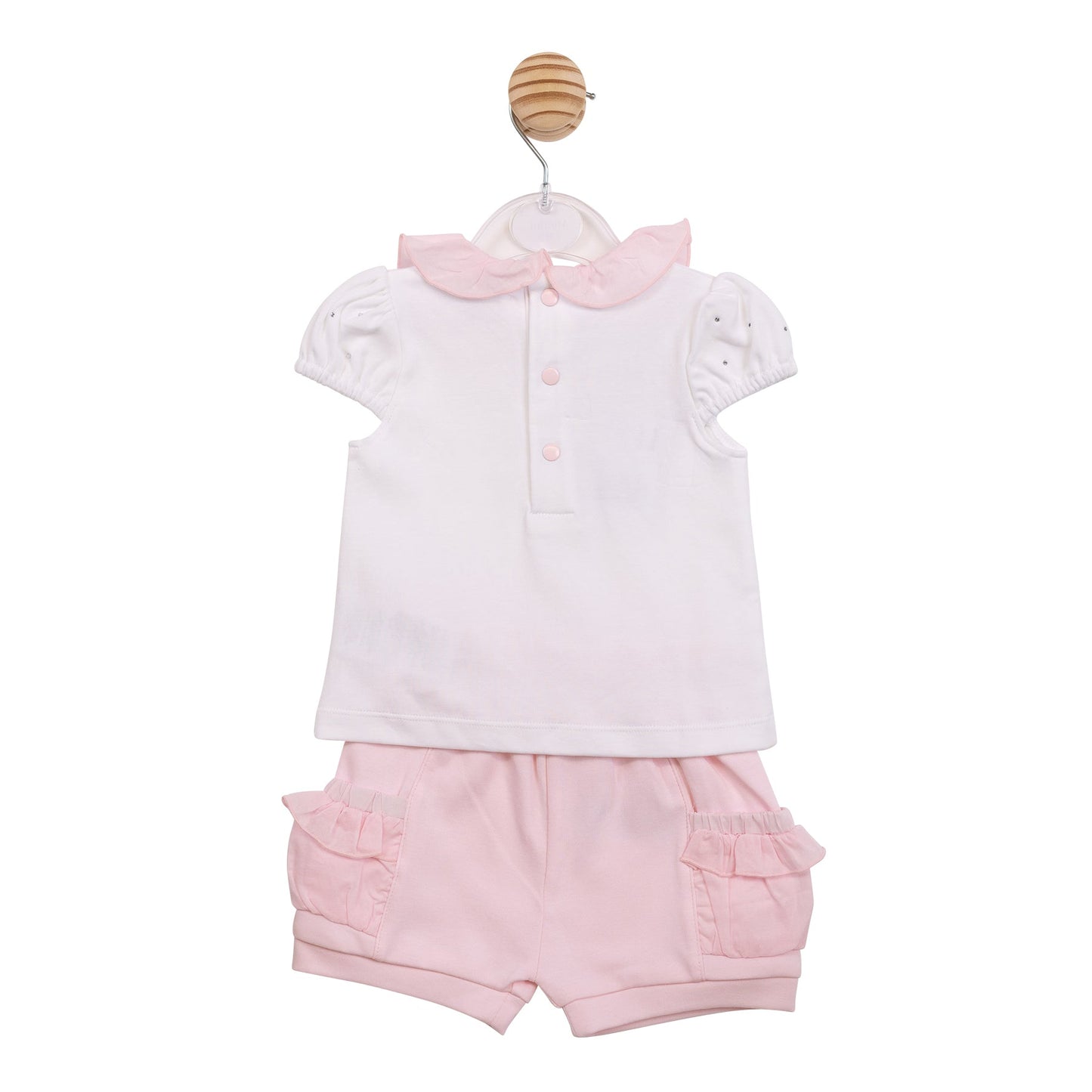 White and Pink Diamante Top and Short Set