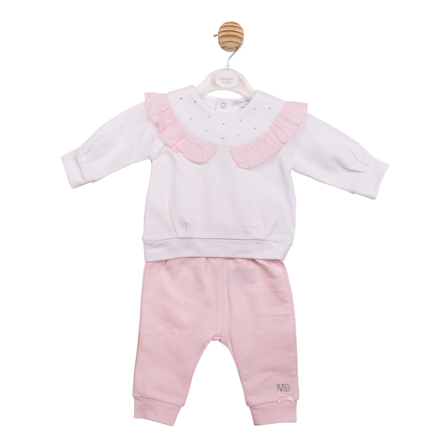 White and Pink Diamante Tracksuit