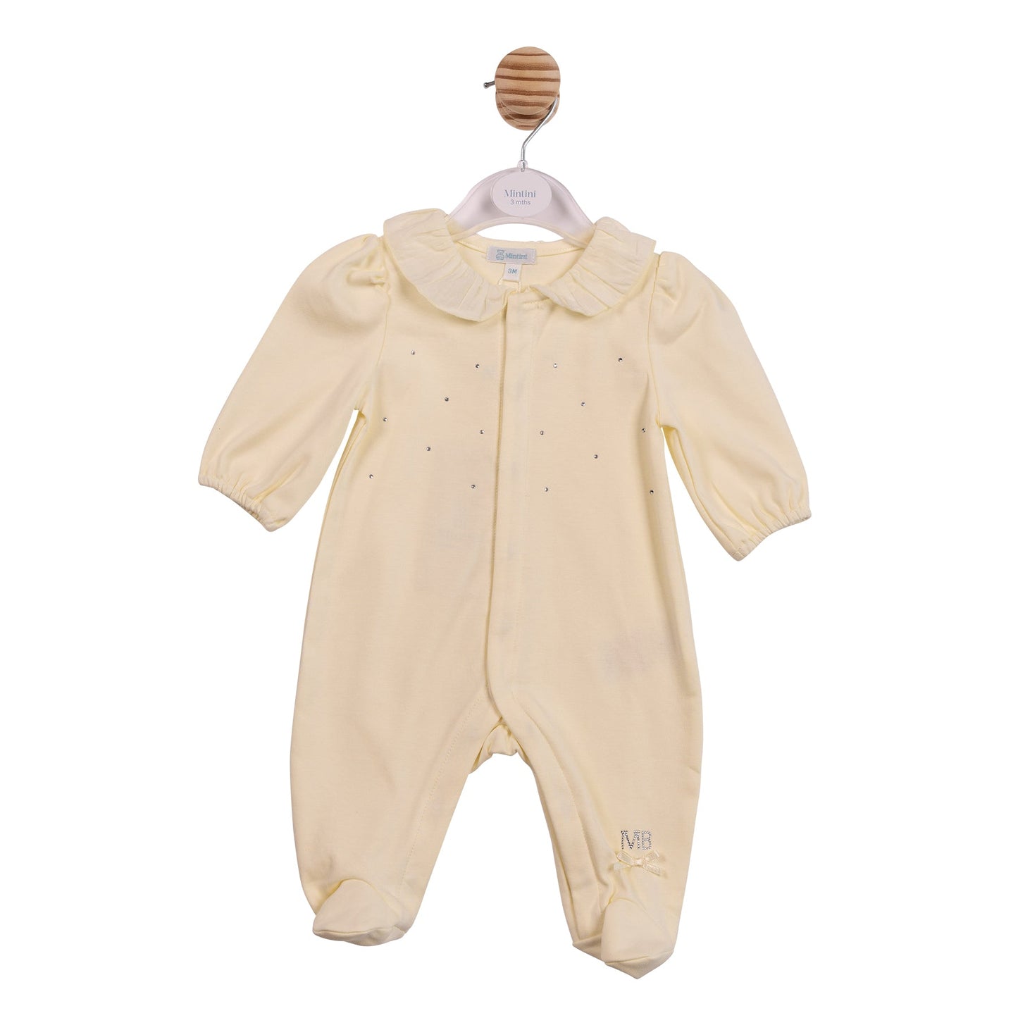 Yellow Frill Collar Diamante Babygrow