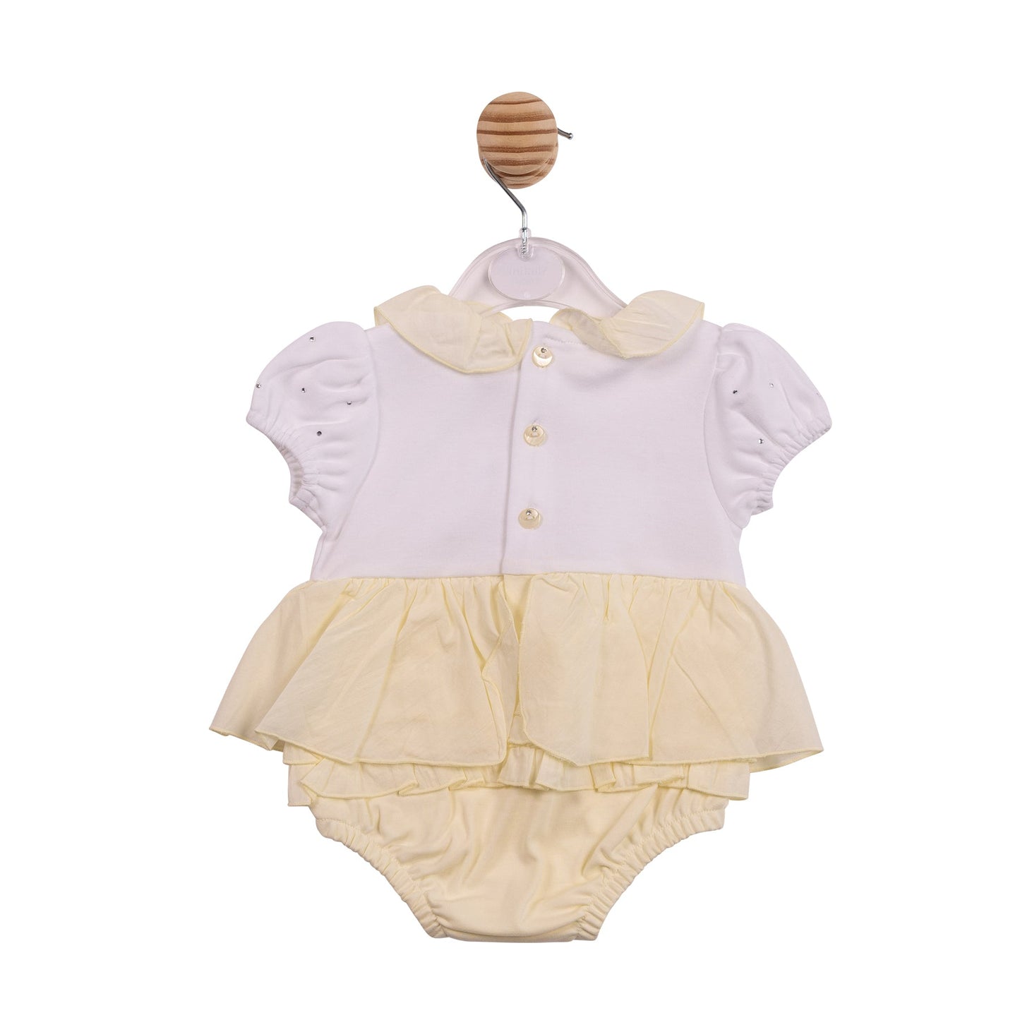 White and Yellow Diamante Short Romper