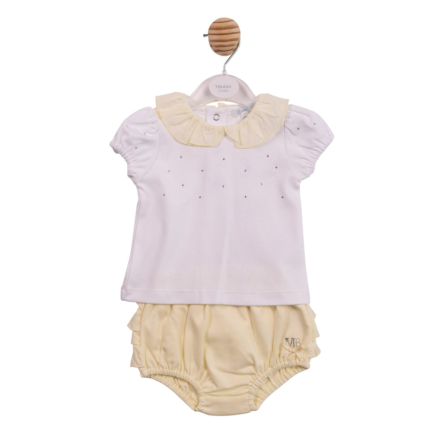 White and Yellow Diamante Top and Jam Pant