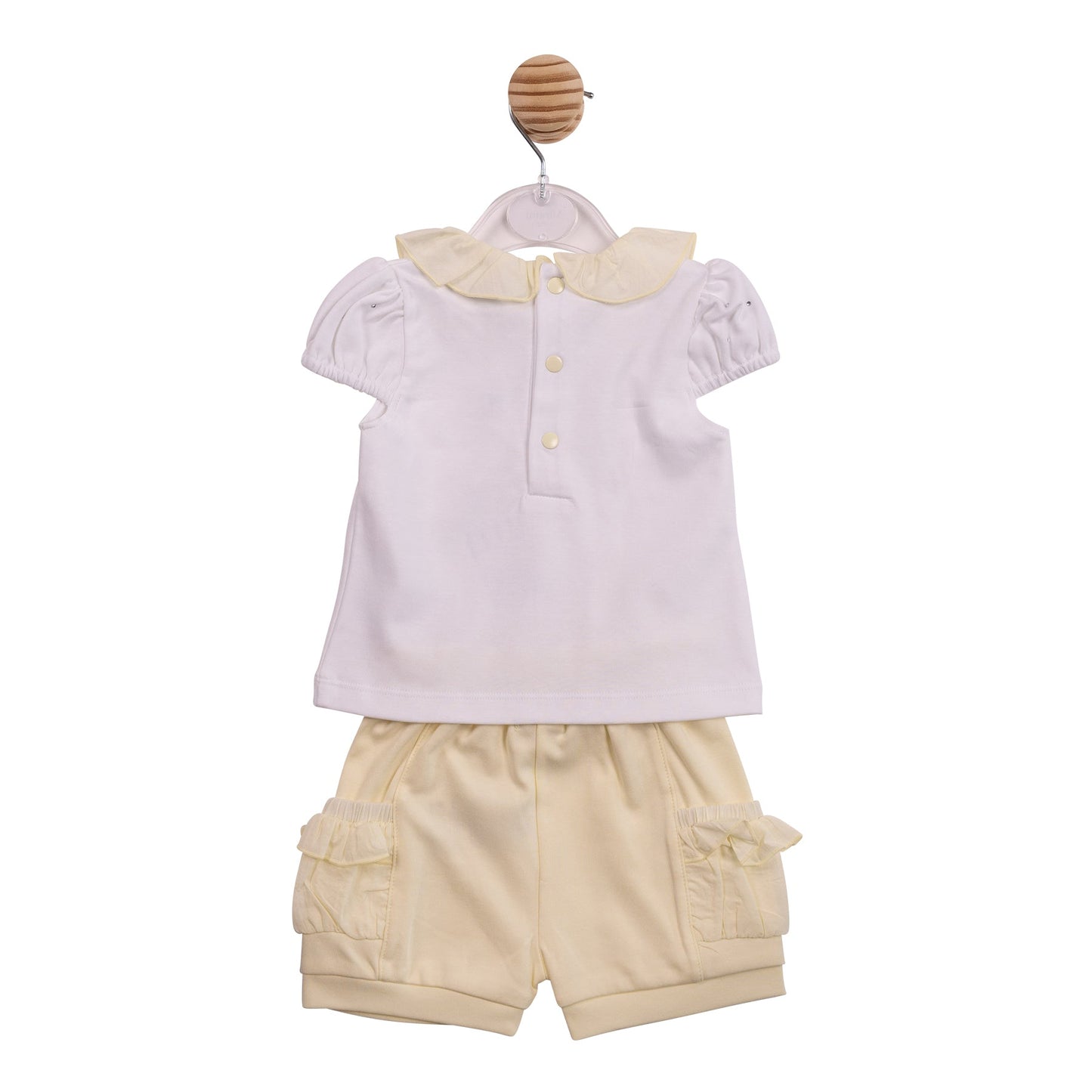 White and Yellow Diamante Top and Short Set