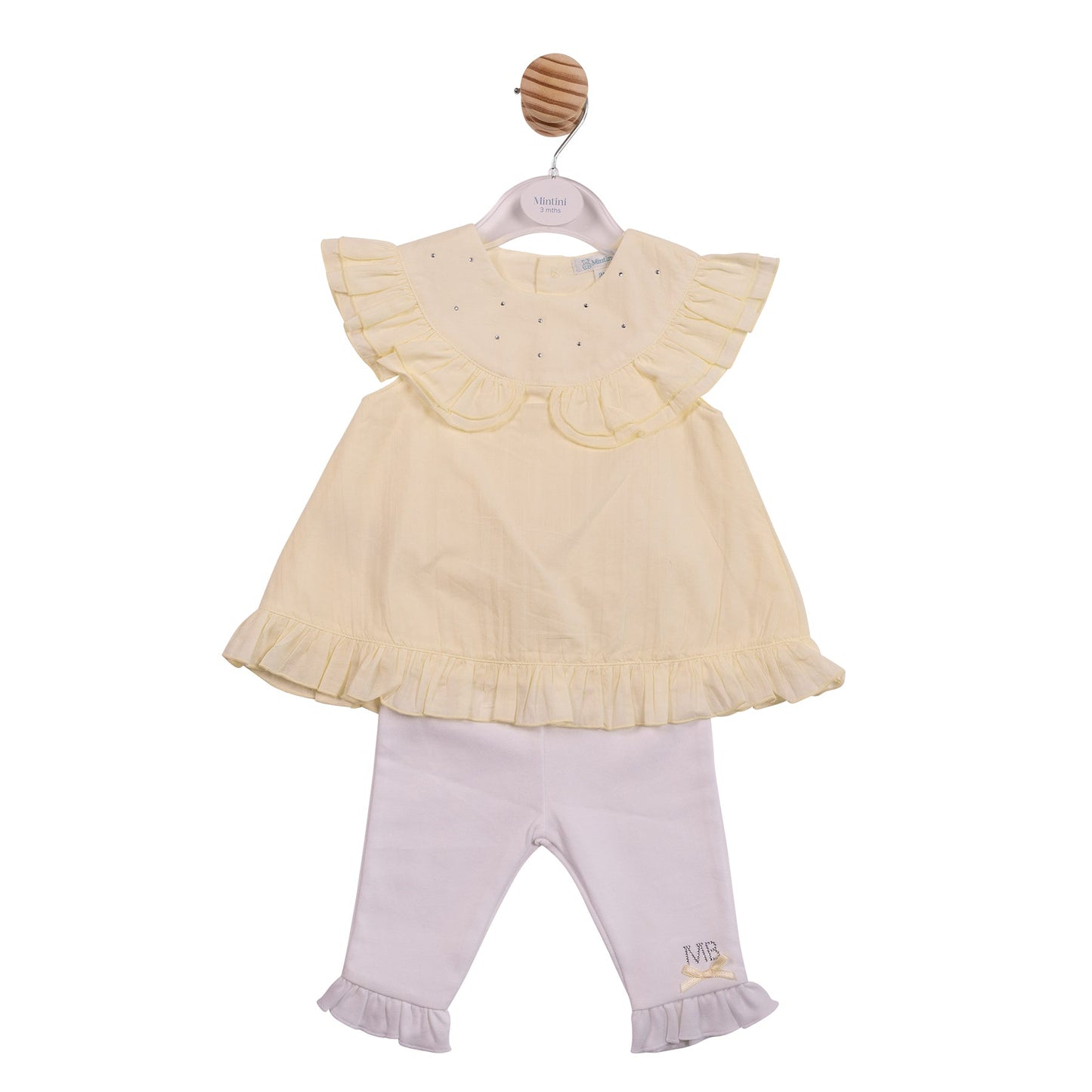 Yellow and White Diamante Legging Set
