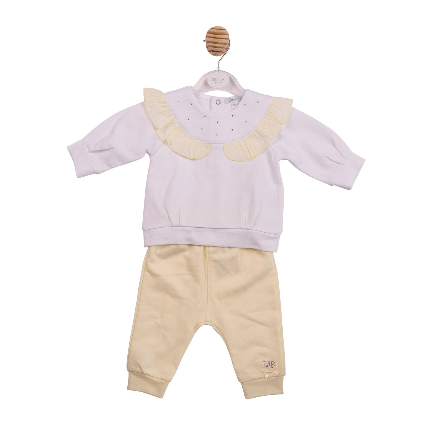 White and Yellow Diamante Tracksuit