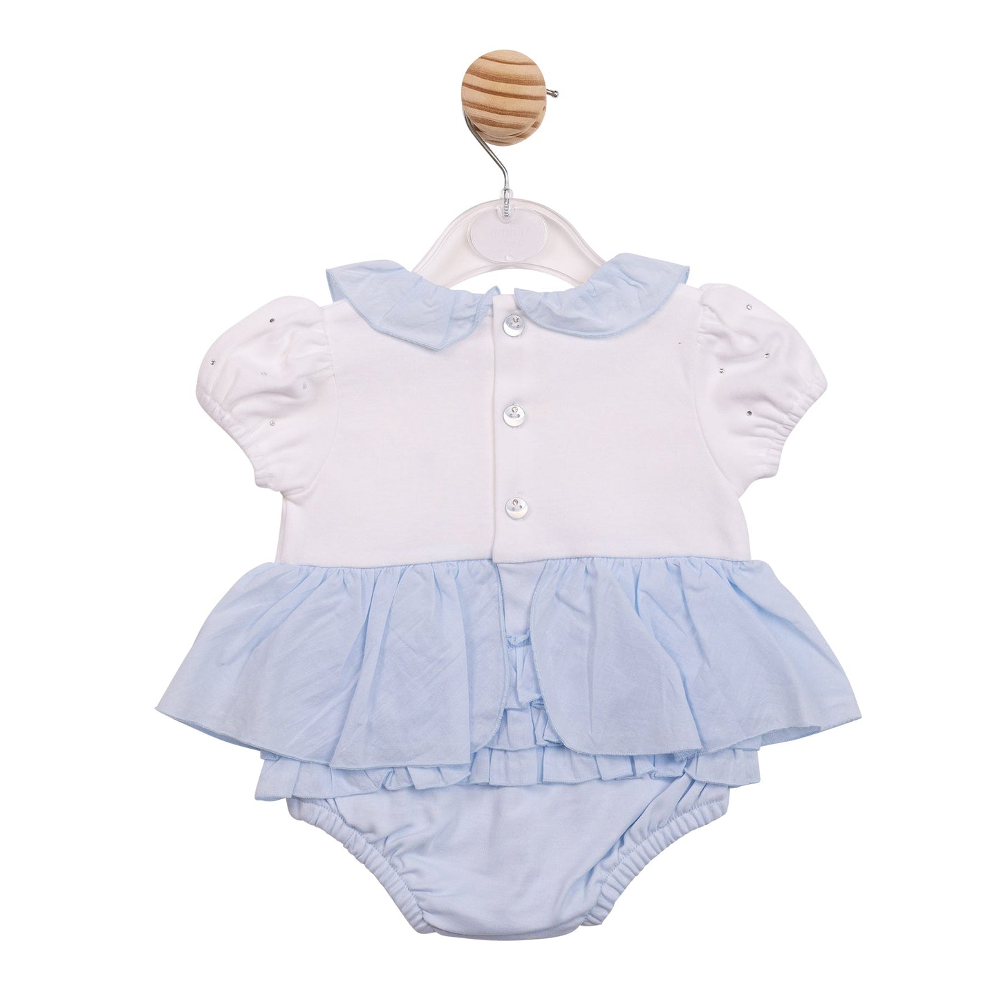 White and Blue Diamante Short Romper