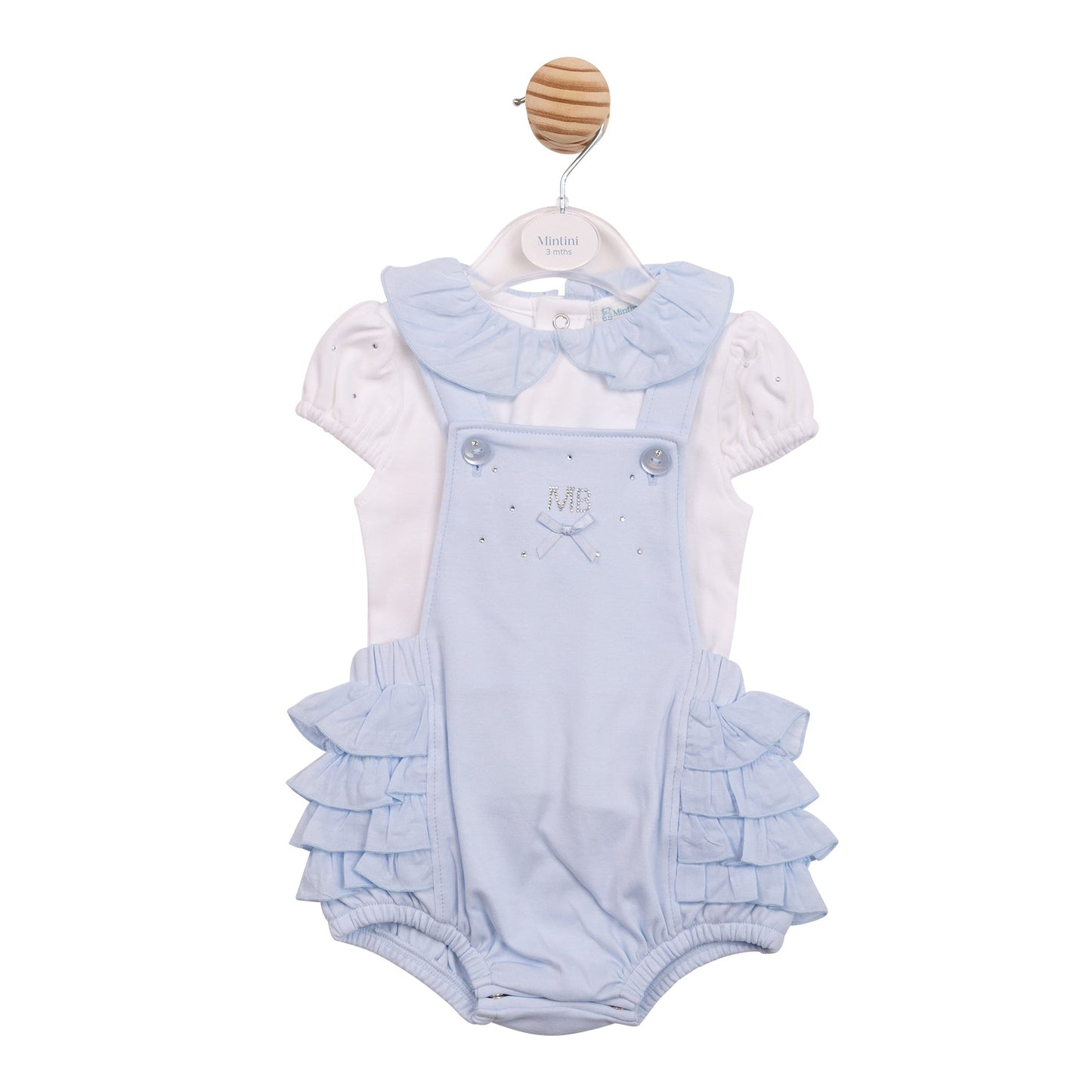 Blue Diamante Romper Dungaree