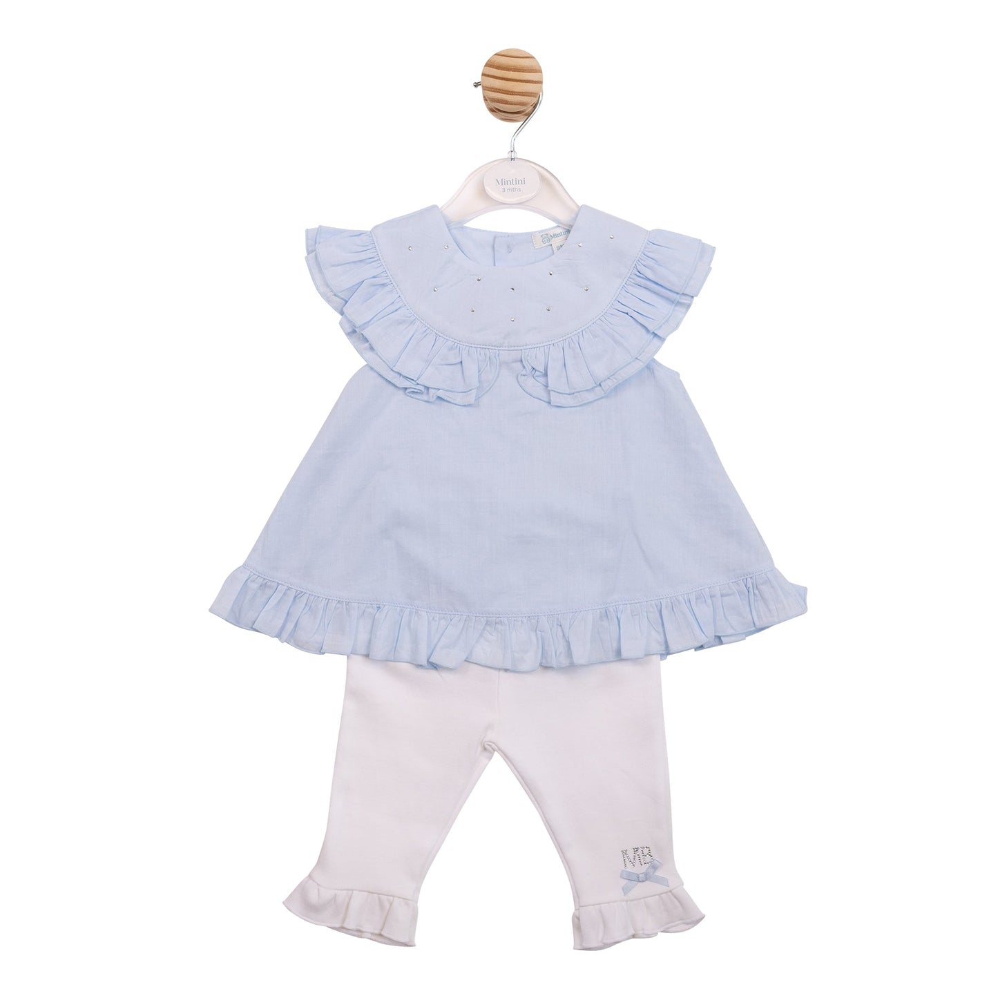 Blue and White Diamante Legging Set