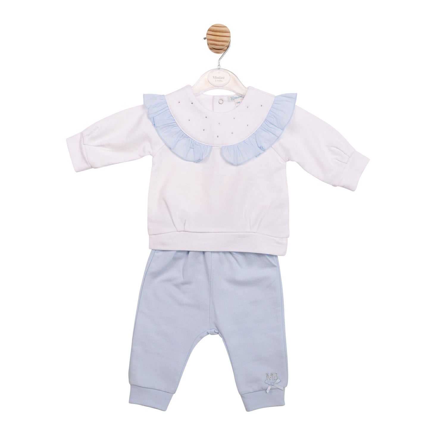 White and Blue Diamante Tracksuit