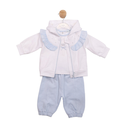 White and Blue Diamante 3pc Tracksuit