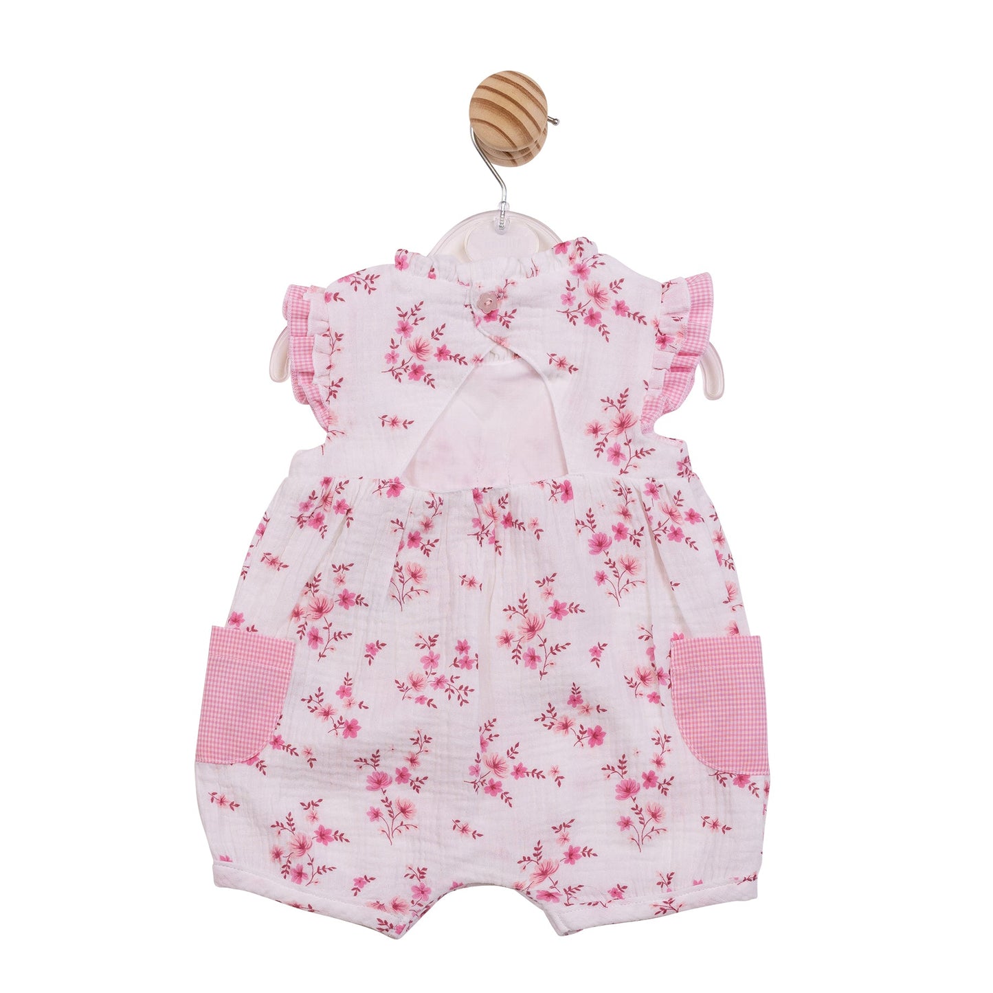 Pink Floral Gingham Romper