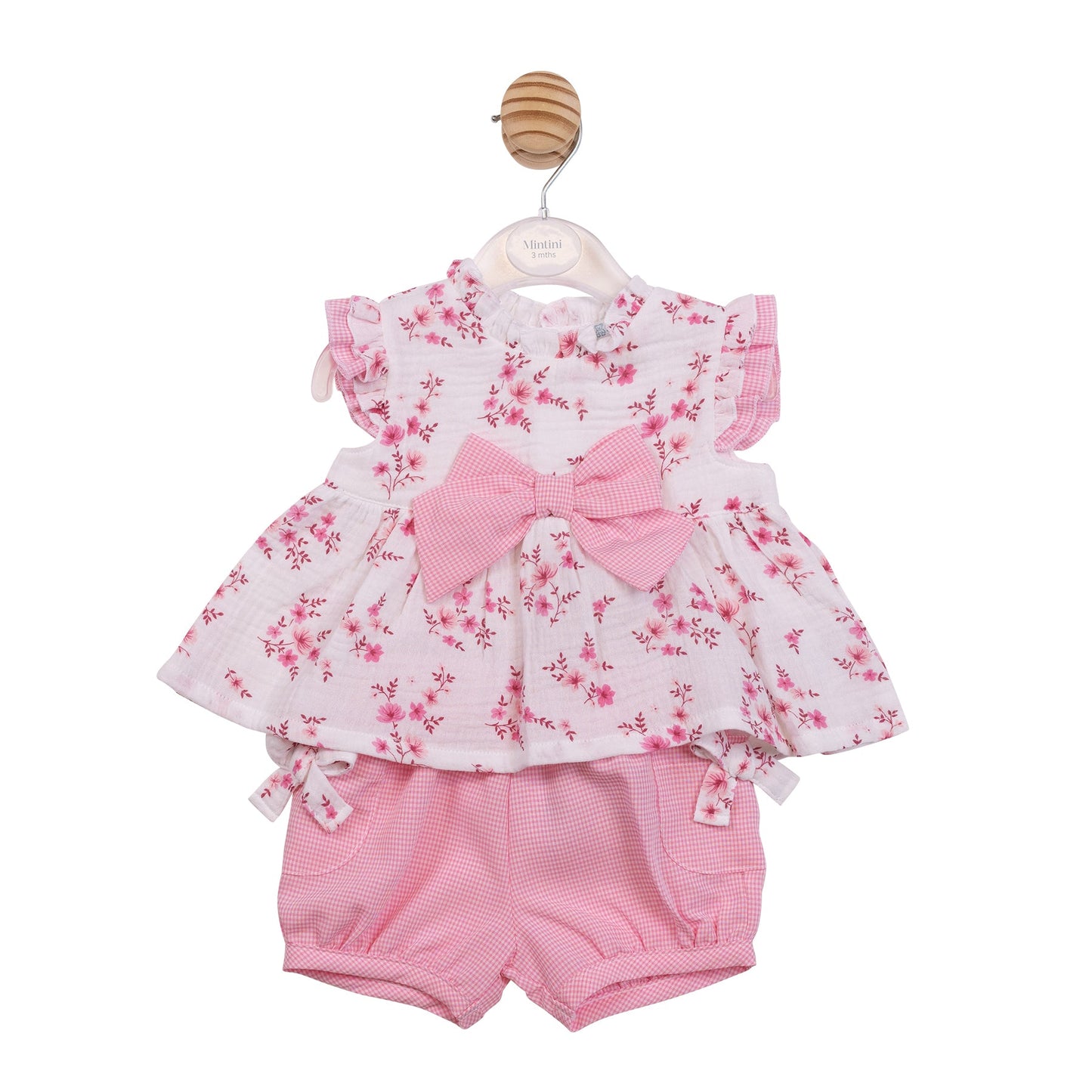 Pink Floral Gingham Top and Bloomers