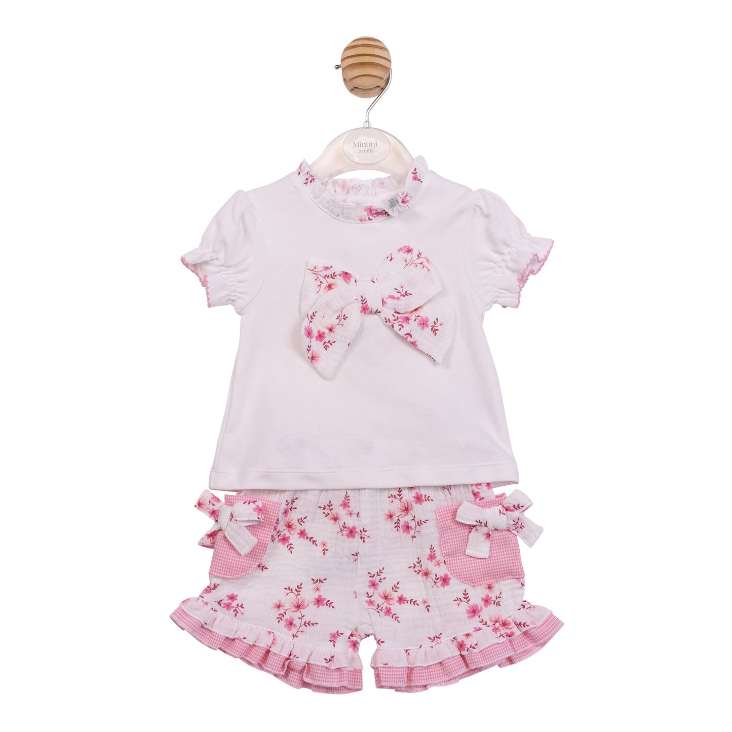 Pink Floral Gingham T-Shirt and Shorts
