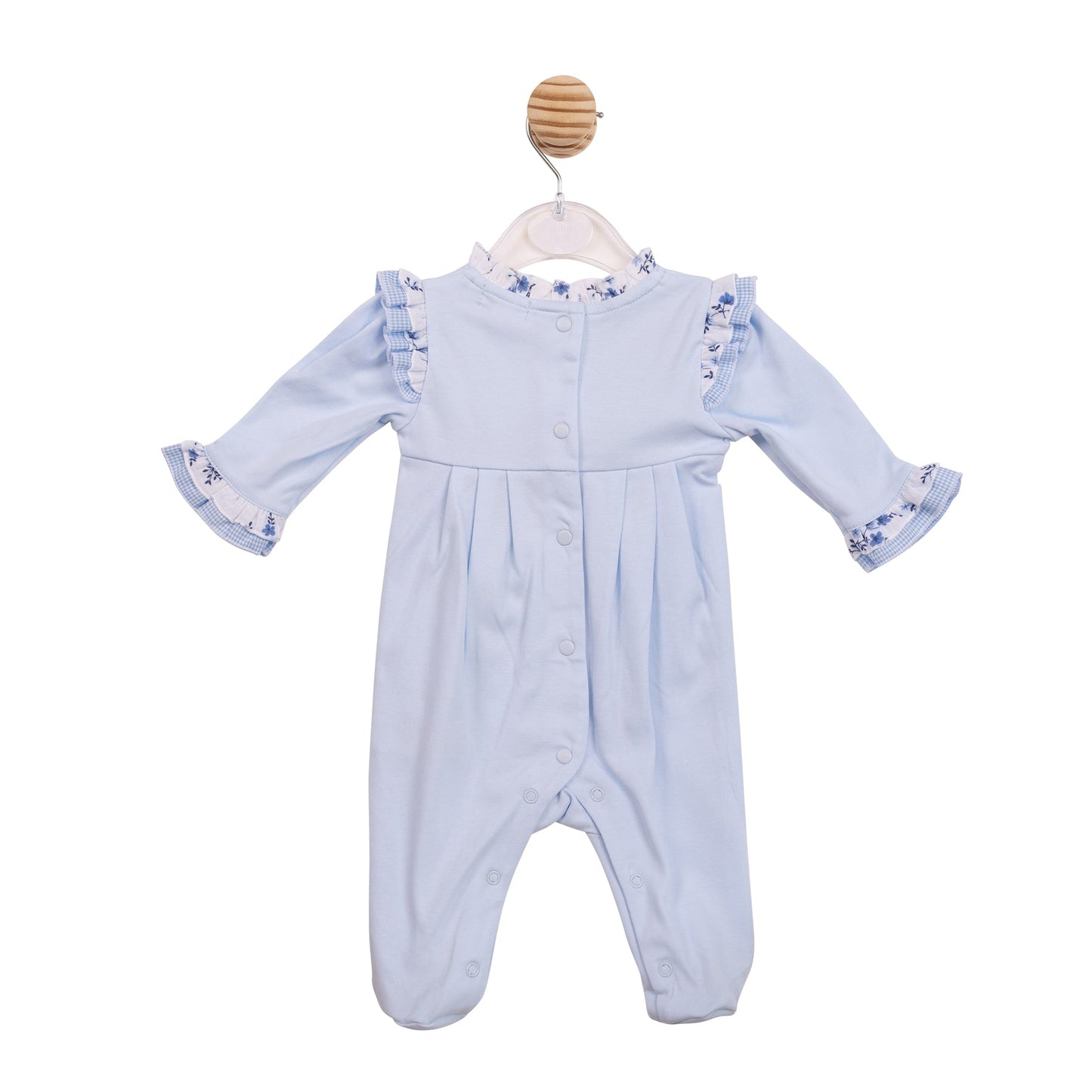 Blue Floral Gingham Babygrow