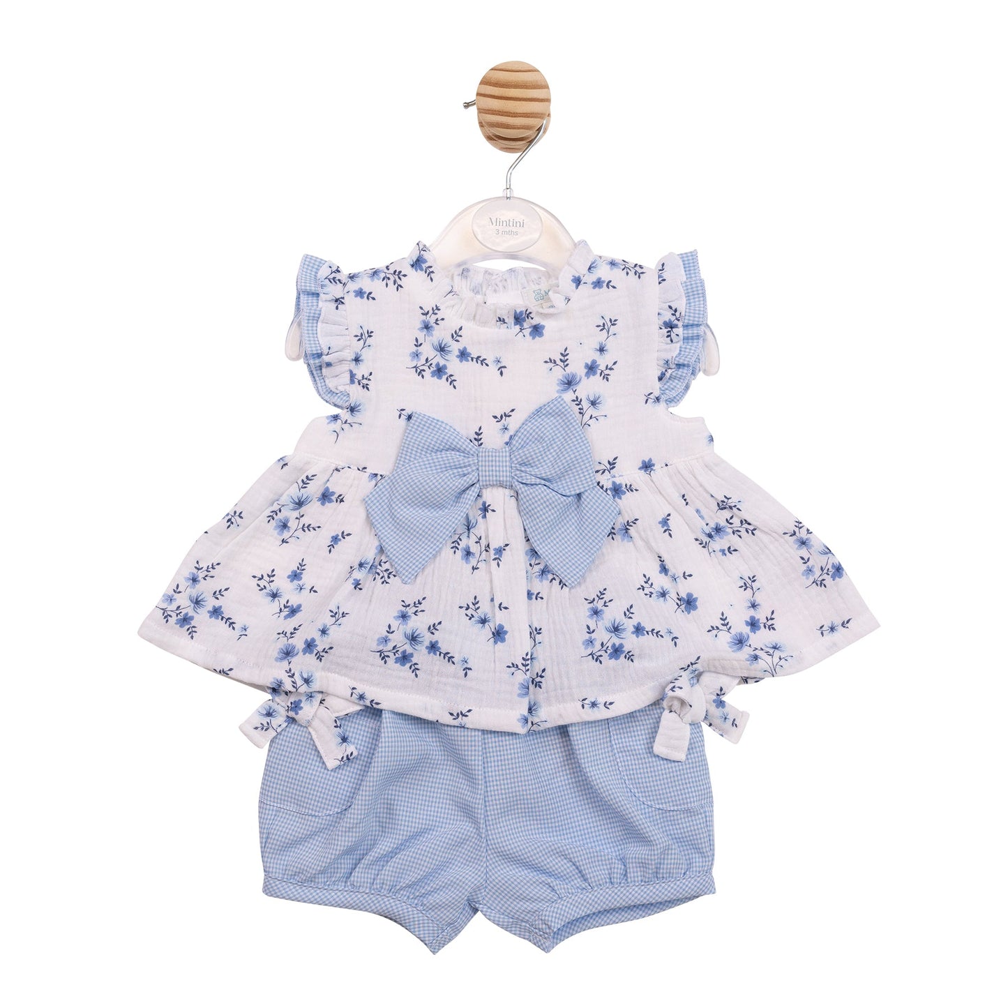 Blue Floral Gingham Top and Bloomers
